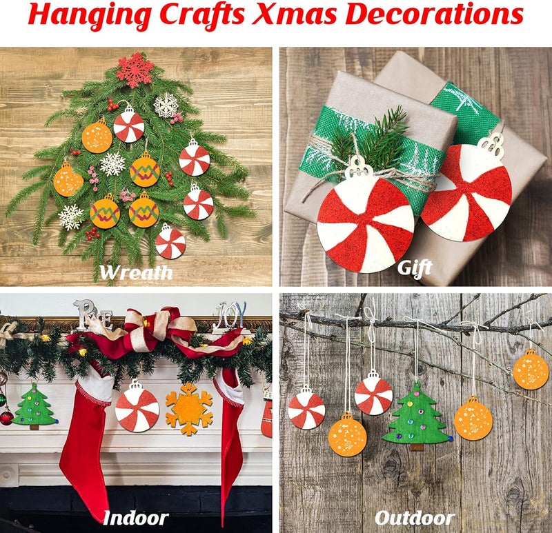 Collabell Christmas Wooden Painting Craft Kit, Paint Your Own Xmas Ornaments, Unfinished Wood Slices Christmas Crafts for Kids Adults, Art and Craft Supplies for Christmas Tree Hanging Decorations - Image 5